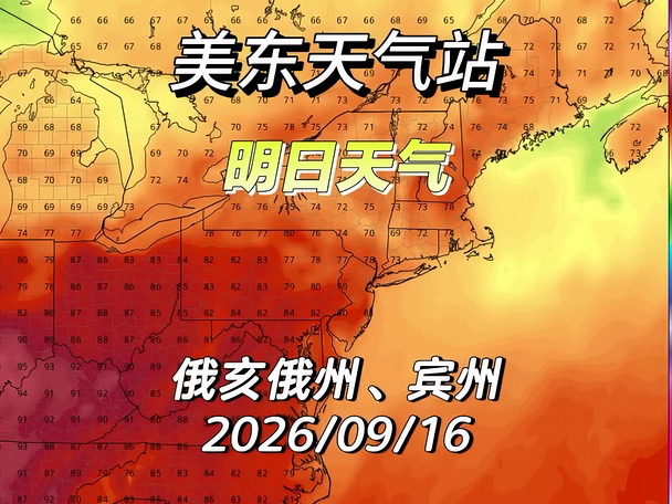 冷热反转！宾州俄亥俄州明日高温强对流返场