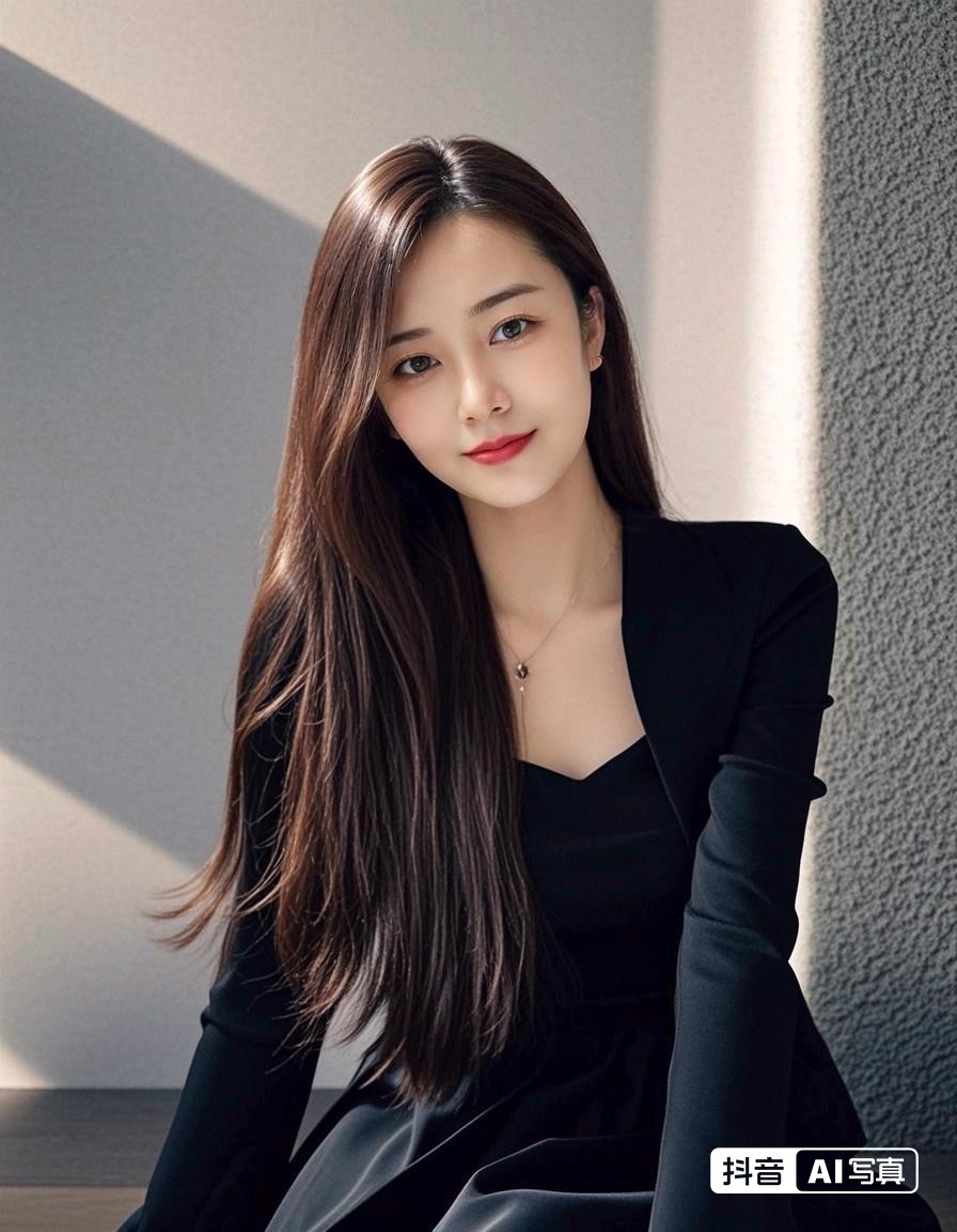 优雅黑裙，气质满满，自信女神！