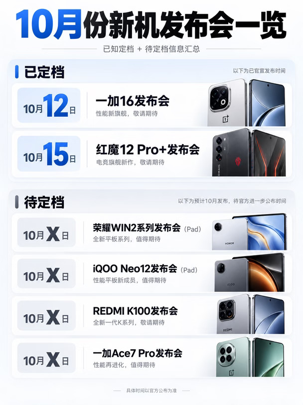 10月份新机发布会一览