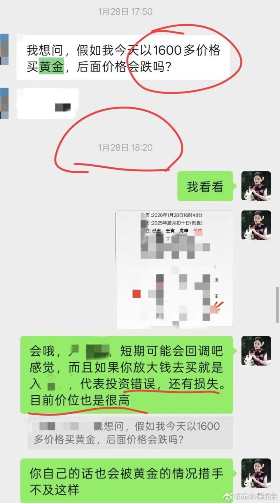 【卜卦反馈】​黄金投资，再看现在的价格，有感触吧 ​​​
