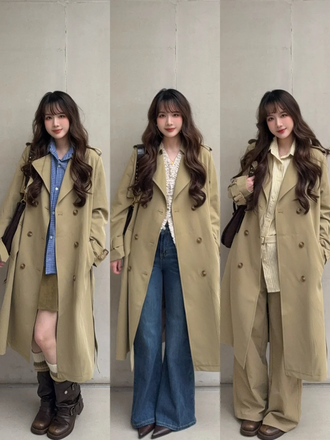 分享5️⃣套卡其色风衣穿搭思路🍪🧺˚⁎⁺˳