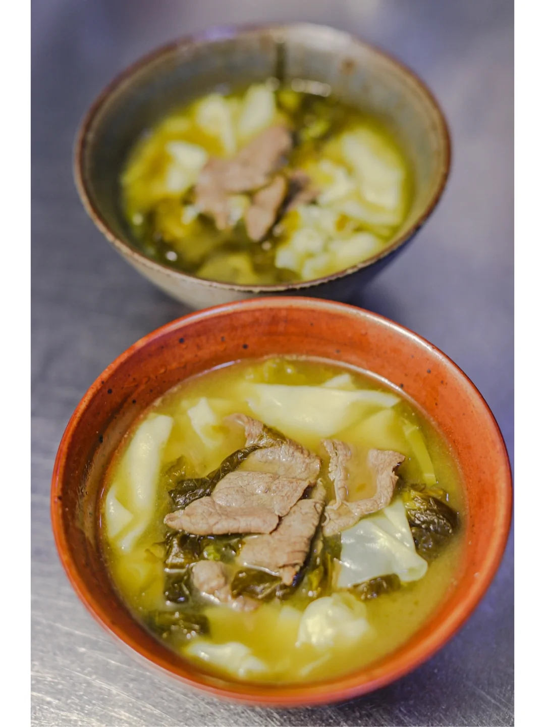 坚持做1000种面不重样（154）酸菜牛肉面叶汤