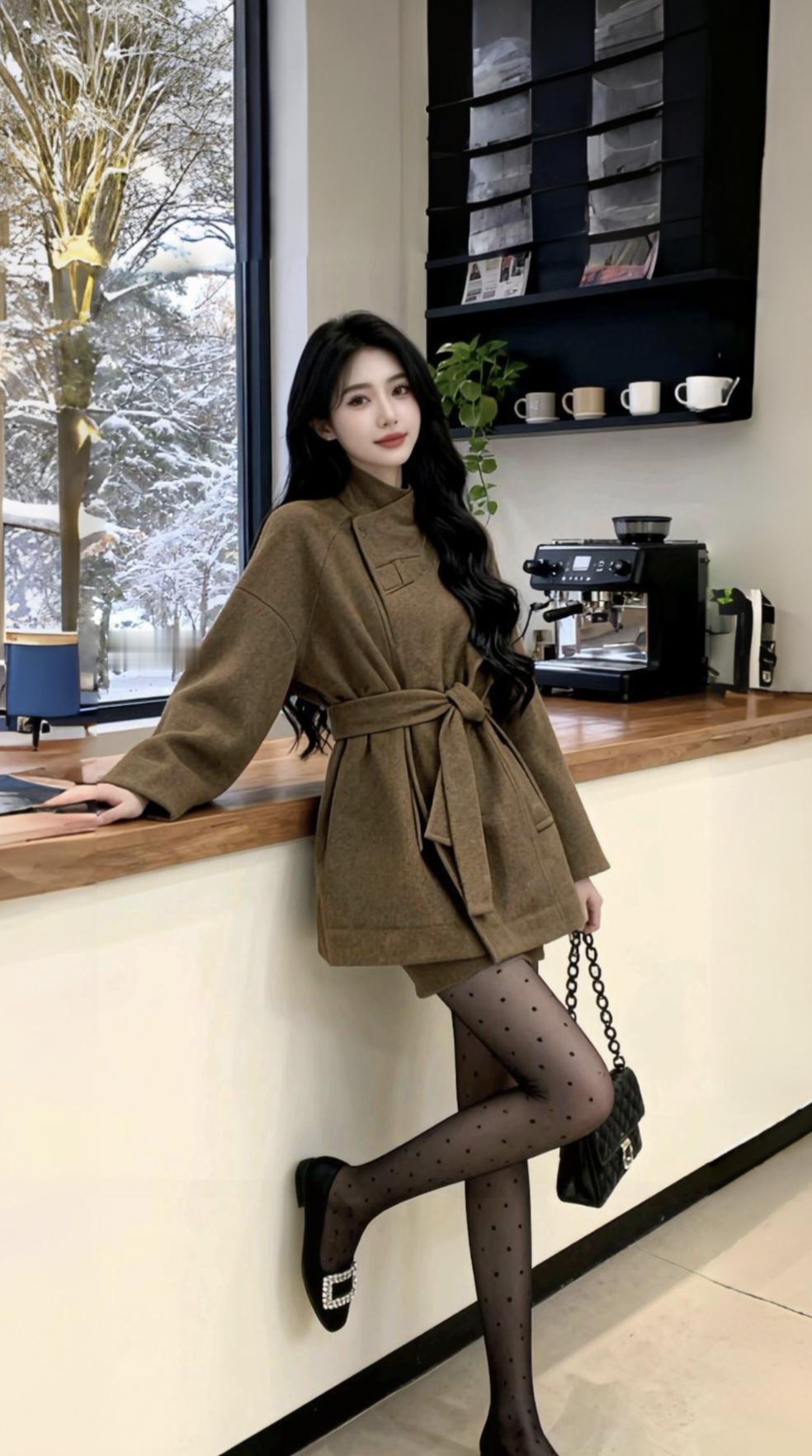 秋冬就应该大衣配厚黑 即保暖又靓丽又显气质 谁见了谁不迷糊才怪呢