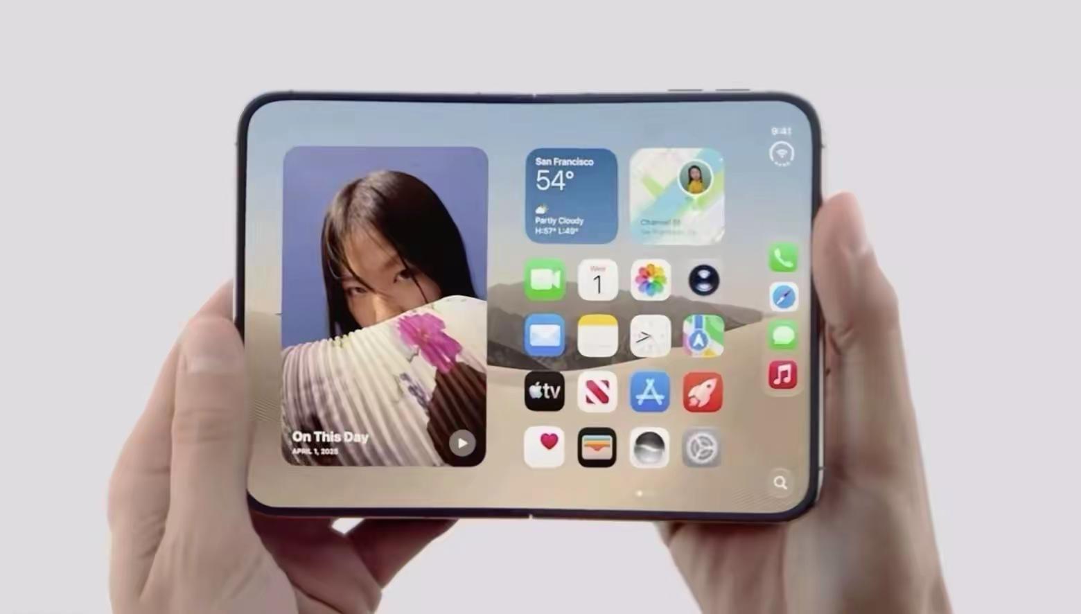 苹果首款折叠iPhone来了！命名iPhone Duo，折痕几乎看不见iPhoneDuo 苹果折叠屏 iPhone折叠机苹果发布会