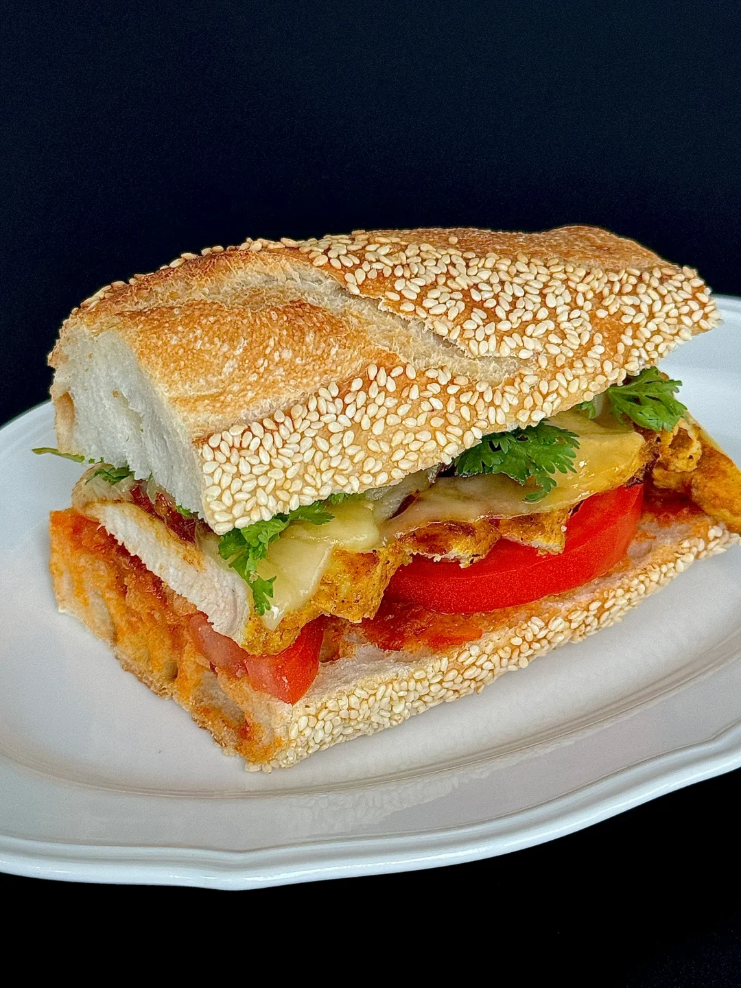 低脂美味、三重番茄印度香料鸡胸肉🥖三明治