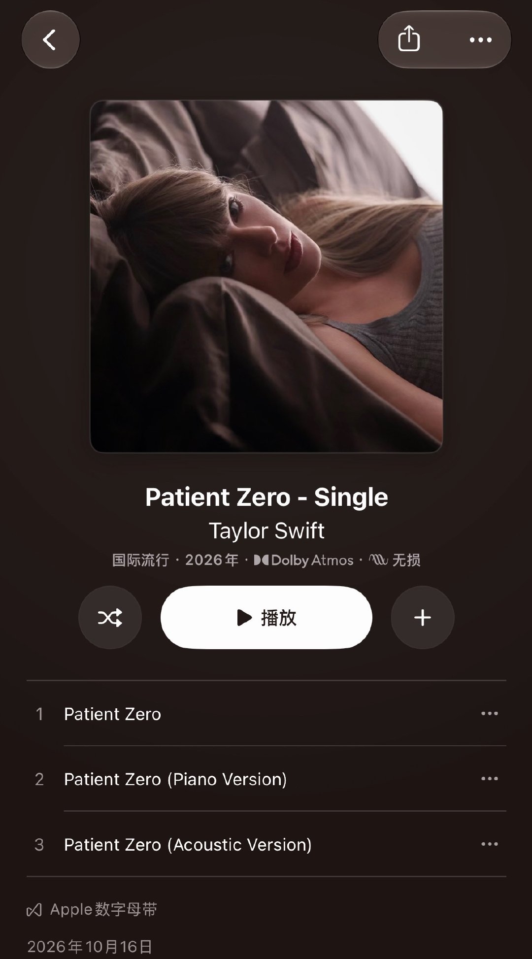 【News】Patient Zero 不插电与钢琴版上架流媒体#TaylorSwift[超话]# ​