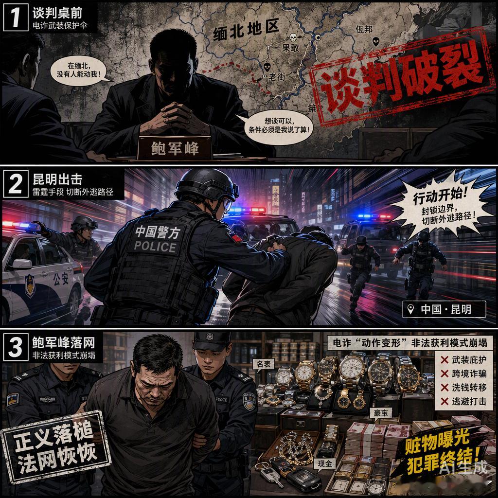 看着是放弃谈判直接抓人，换个运动视角看，这其实是中方在跨国法治这套“高压考核机制”下，对缅北电诈集团完成的一次精准核心重塑。

佤邦副总司令鲍军峰手握武装实权，长期为电诈提供庇护，这种靠暴力维持的获利模式，本质上是一种严重的“动作变形”。在多次沟通无果后，前方指挥部决定不再纠结于表 ​