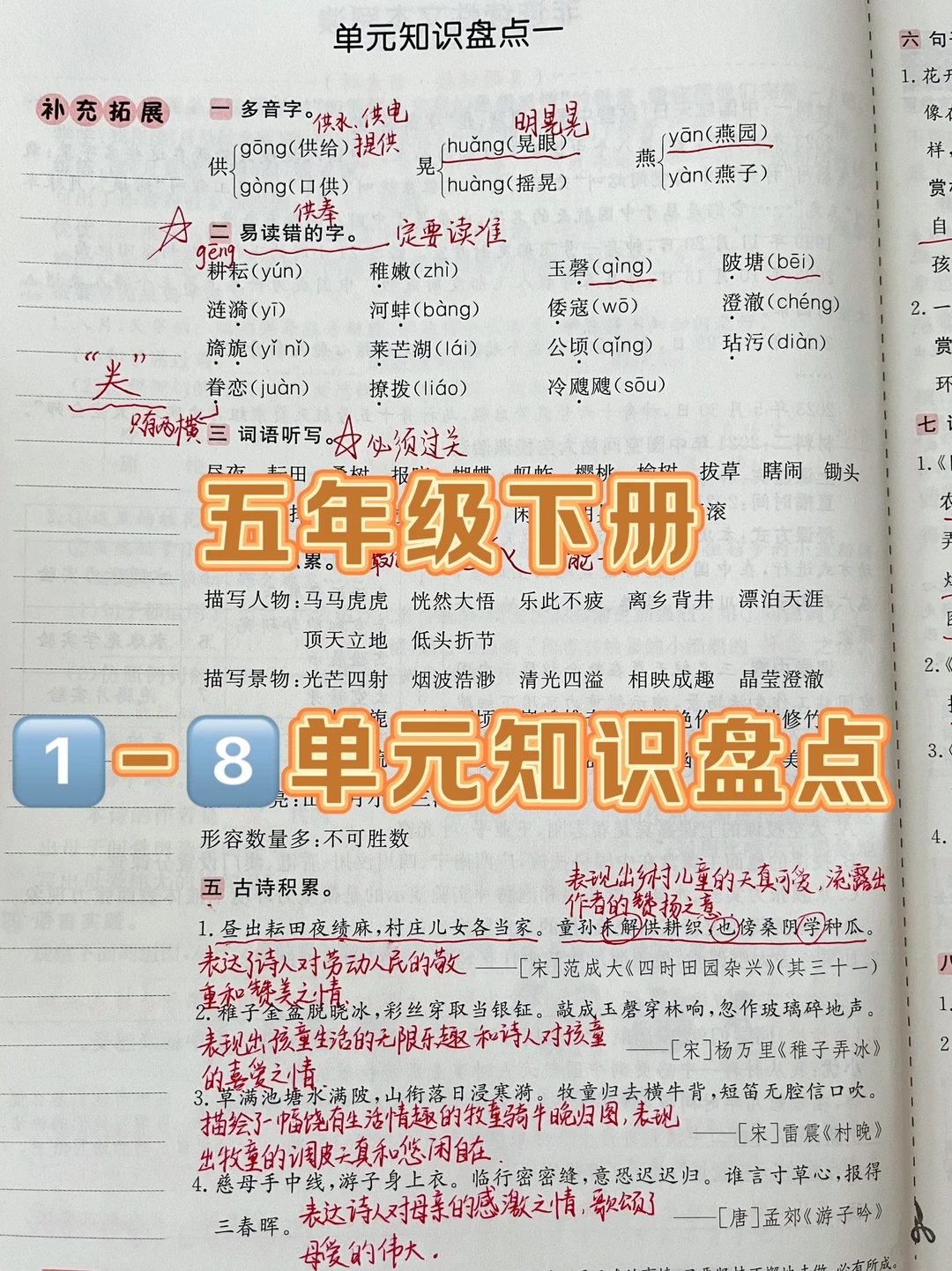 期末复习｜1−8单元知识总结