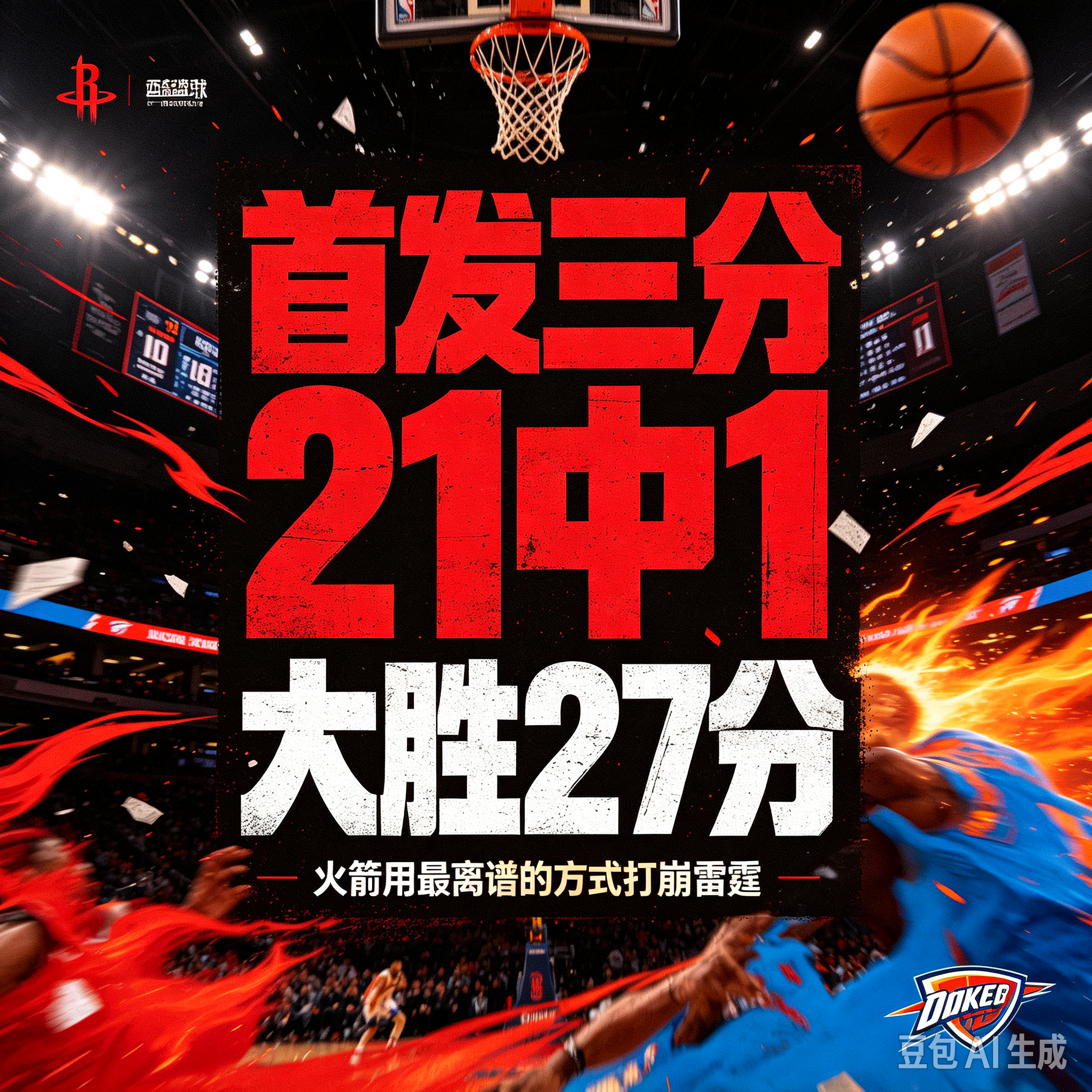 首发三分21中1，居然还能赢27分？火箭用最&34;离谱&34;的方式打崩雷霆

NBA历史上大概从未出现过这种剧本：首发外线集体打铁到离谱，球队却狂胜27分。

10月16日，丰田中心，2026-27赛季NBA季前赛收官战。火箭主场116-89血洗雷霆，全场最大领先29分。真正扎眼的不是比分，而是火箭首发五人