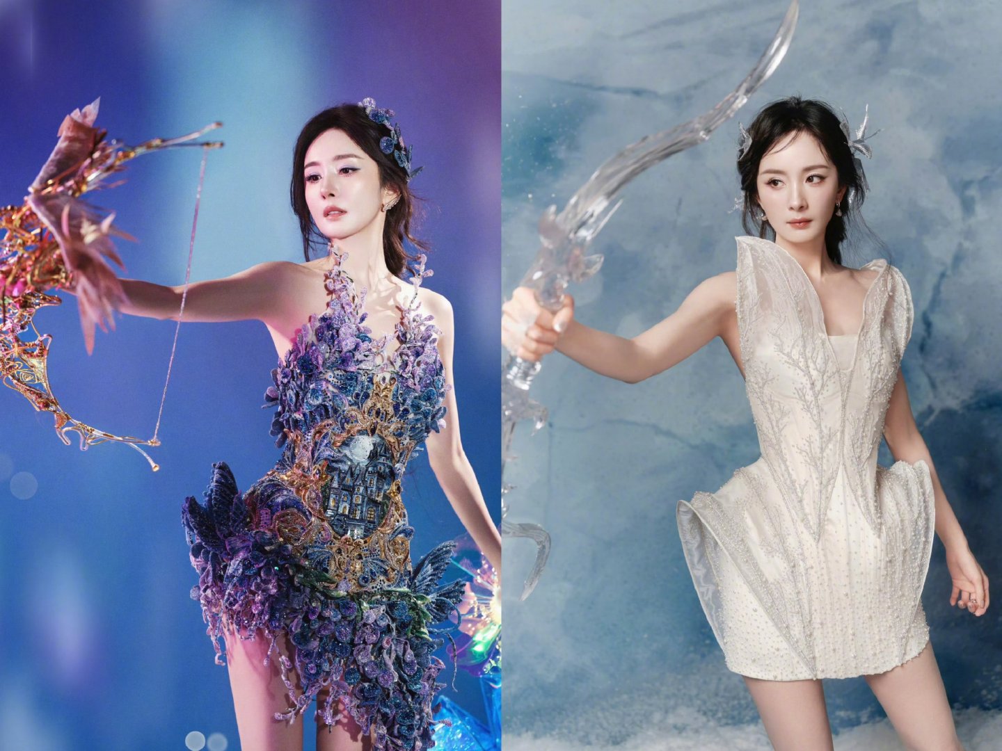 #杨幂完全是精灵# 杨幂2025～2026两次王者荣耀共创之夜出图，神级射箭[爱慕] ​