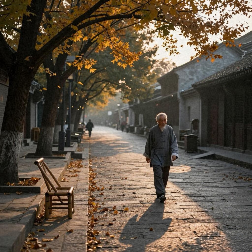 诗（秋意浓）
​
​作者/凤非
​风吹叶落满街黄
​石板长街秋意凉
​竹椅空余斜