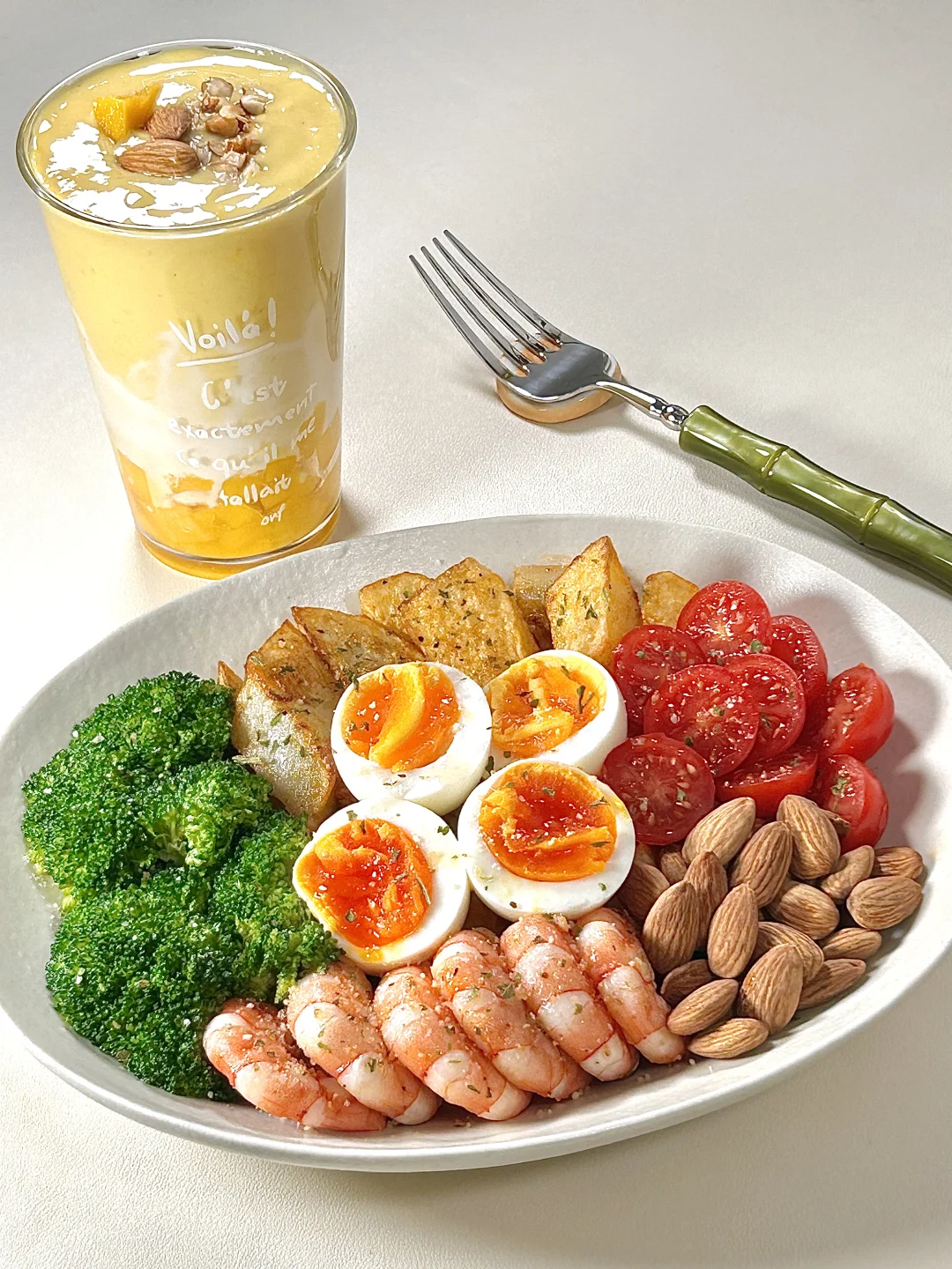 干净一人食丨土豆虾仁坚果拼盘🍱