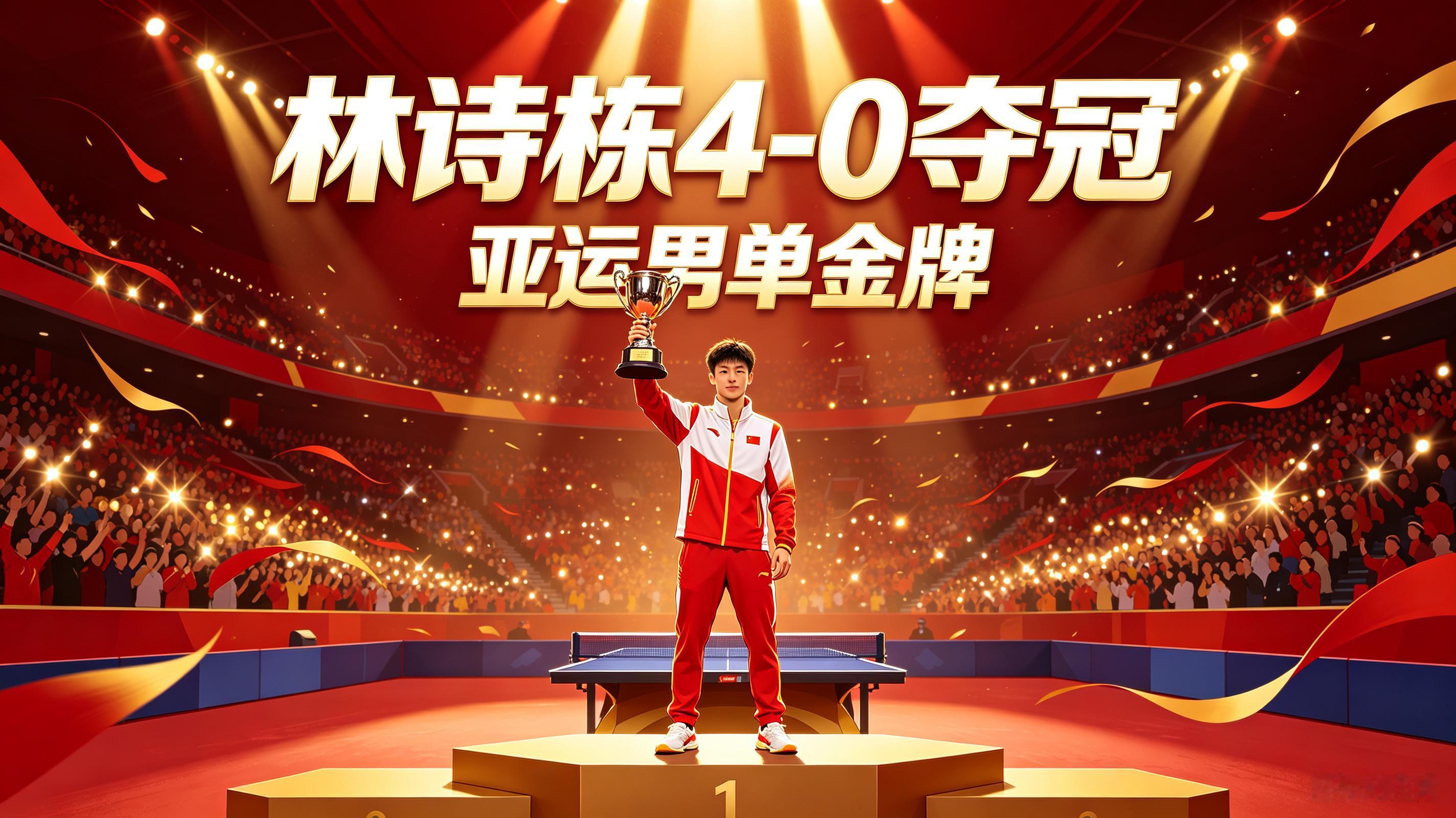 林诗栋4:0横扫王楚钦！亚运男单换天，国乒新时代来了

9月28日晚，名古屋亚运会乒乓球男单决赛炸上热搜：21岁林诗栋以 11:5、11:8、13:11、11:5 直落四局，4:0横扫卫冕冠军、世界排名第一的王楚钦，首夺亚运男单金牌。

这场“国乒内战”，赛前没人敢想会一边倒。王楚钦上届亚运独揽四金