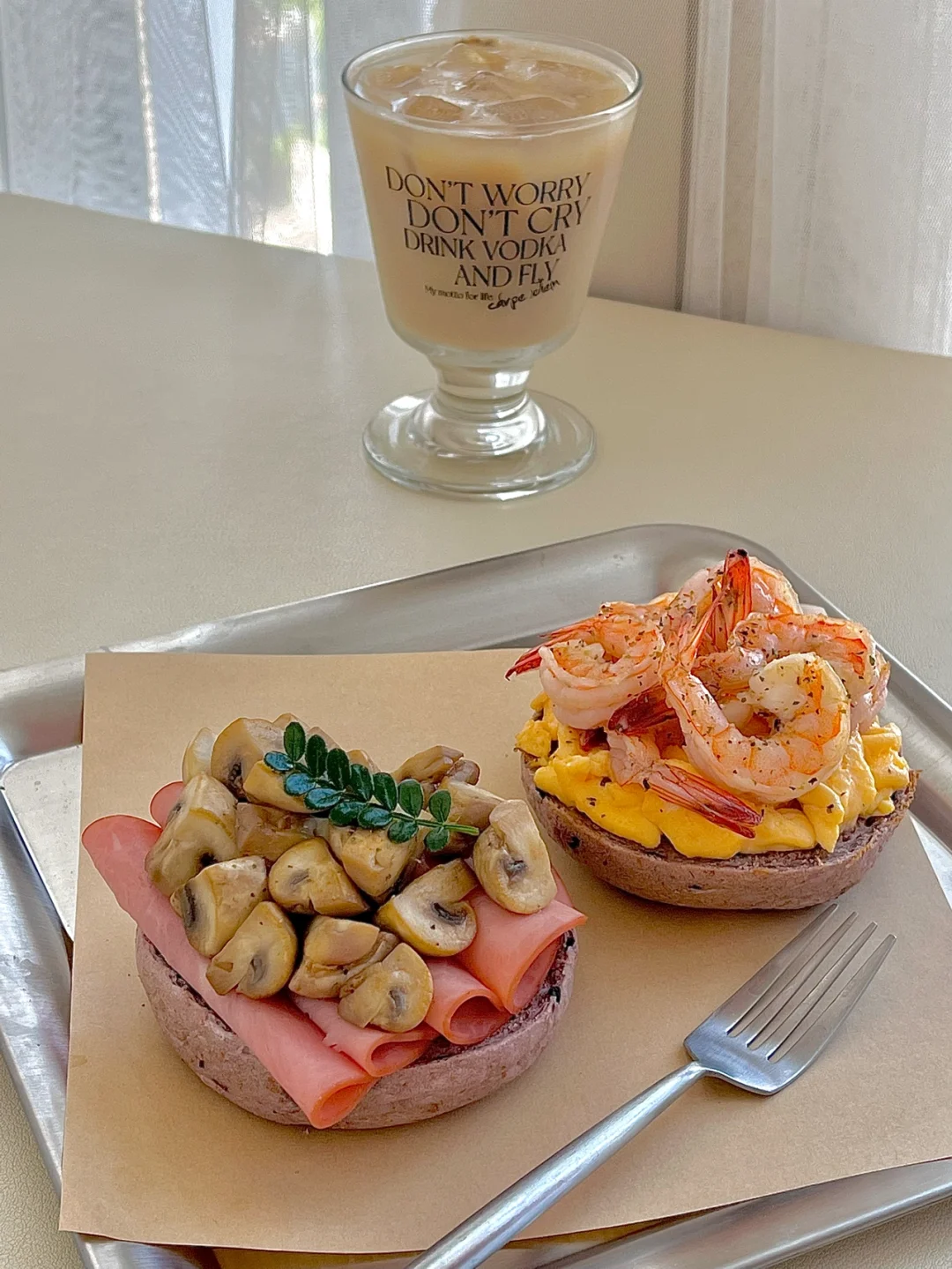 ☀️工作日早餐分享｜咸口贝果双拼三明治😋