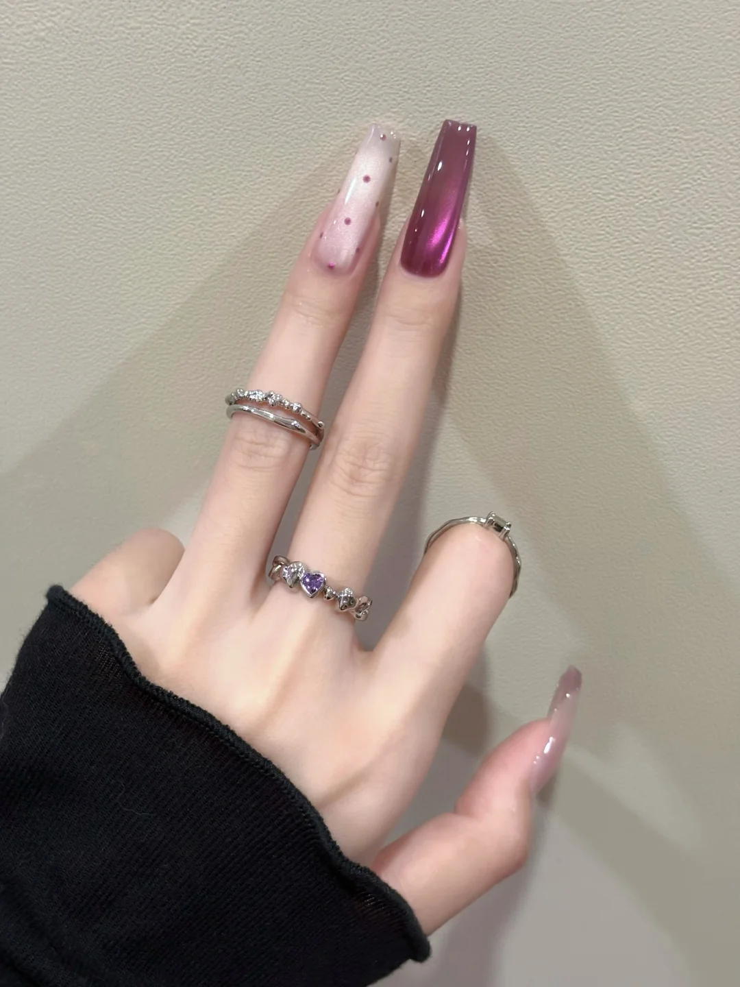 新美甲 look♡♩好喜欢我的甜酷紫棕猫眼美甲