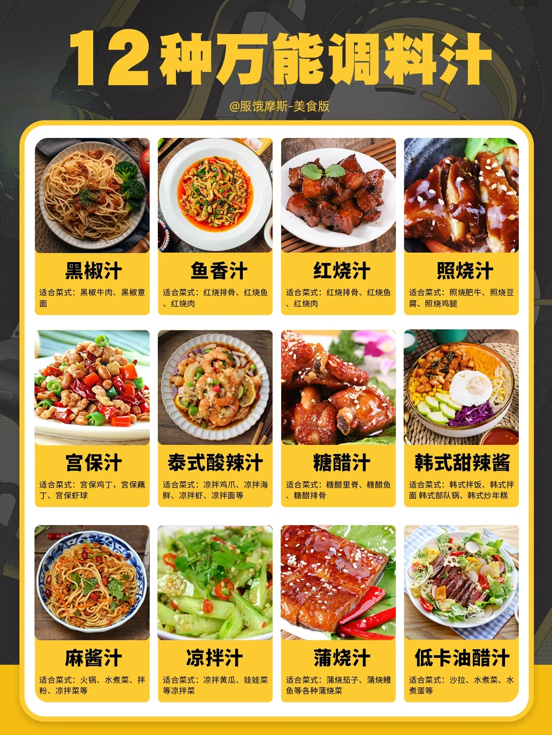 🔥12种万能酱料汁，小白真的要好好学