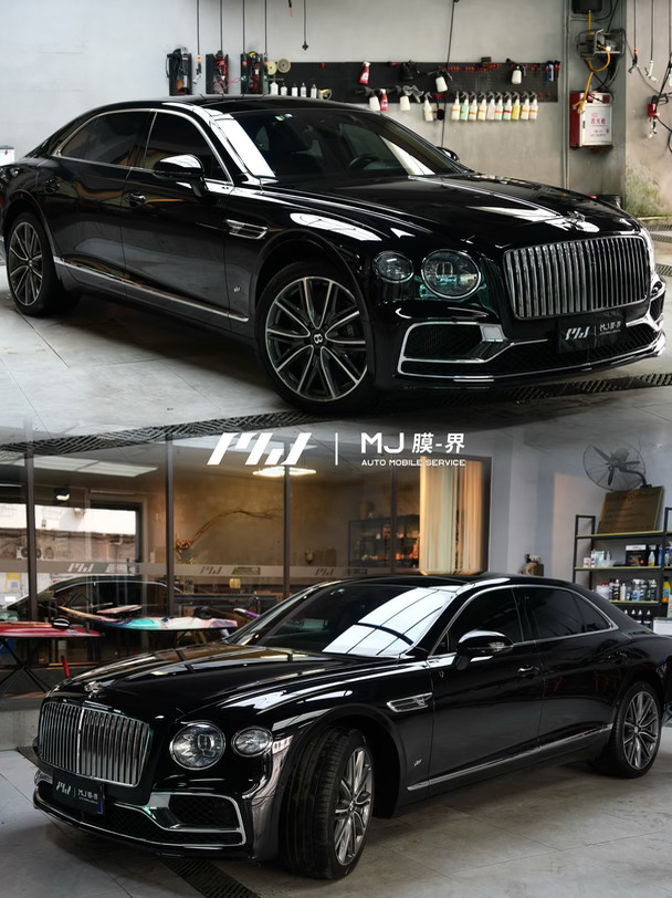宾利飞驰V8到店🚗
拆除老化失光旧车衣，漆面深度清洁矫正
重新装贴隐形车衣
	
旧膜时间久了会发黄、发乌、失去光泽
豪车漆面，不能将就凑合
撕膜除胶是重点，小心翼翼不伤原厂漆
V8立体侧标位置精细处理，选择拆标施工
杜绝裁边翘边隐患，把细节拉满
	
完工恢复锃亮镜面质感
一次到位，继续守护原厂车漆
好的车衣+靠谱工艺，才是豪车该有的保护
	
📍东莞｜MJ膜界·专注高端车膜施工
	
#宾利飞驰 #宾利车衣 #隐形车衣 #豪车贴膜 #撕旧车衣 #东莞贴膜 #高端汽车漆面保护膜 #宾利改装#东莞膜界汽车服务有限公司#每天都有值得记录的瞬间