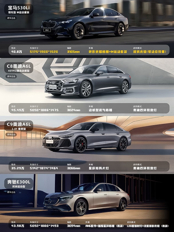56E终极对决！四款豪华中大型轿车怎么选？