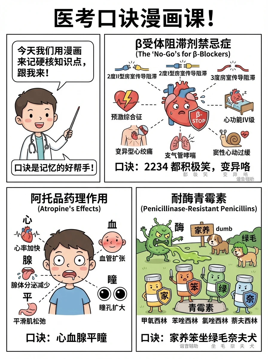 阿虎医考笔记‼️药理学知识漫画巧记‼️