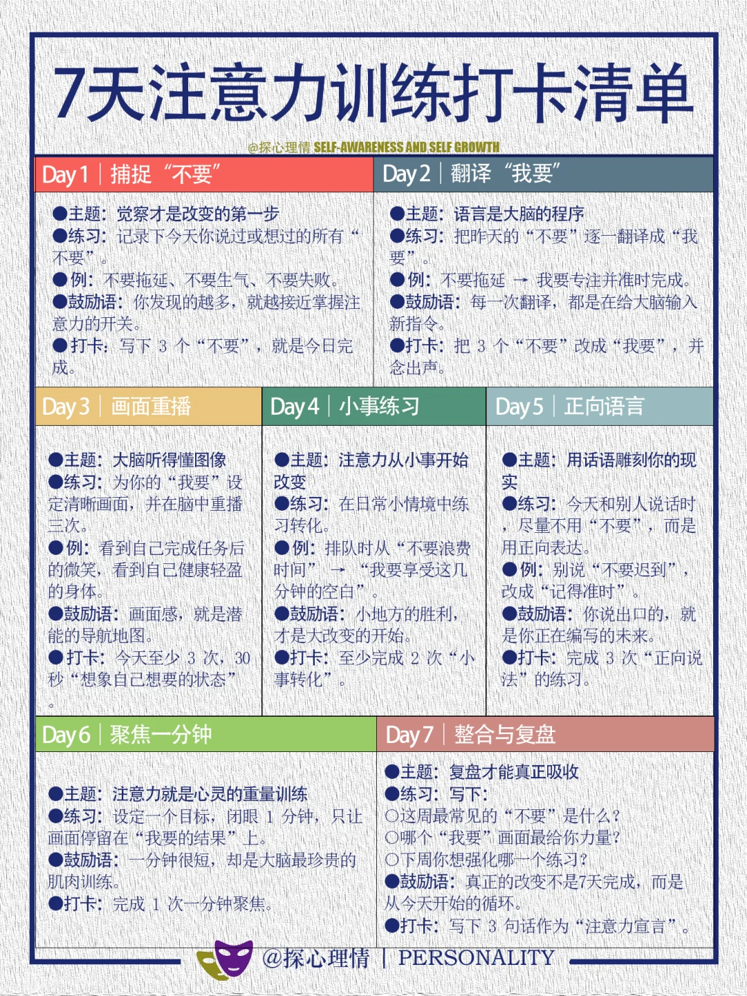 7天注意力训练打卡清单