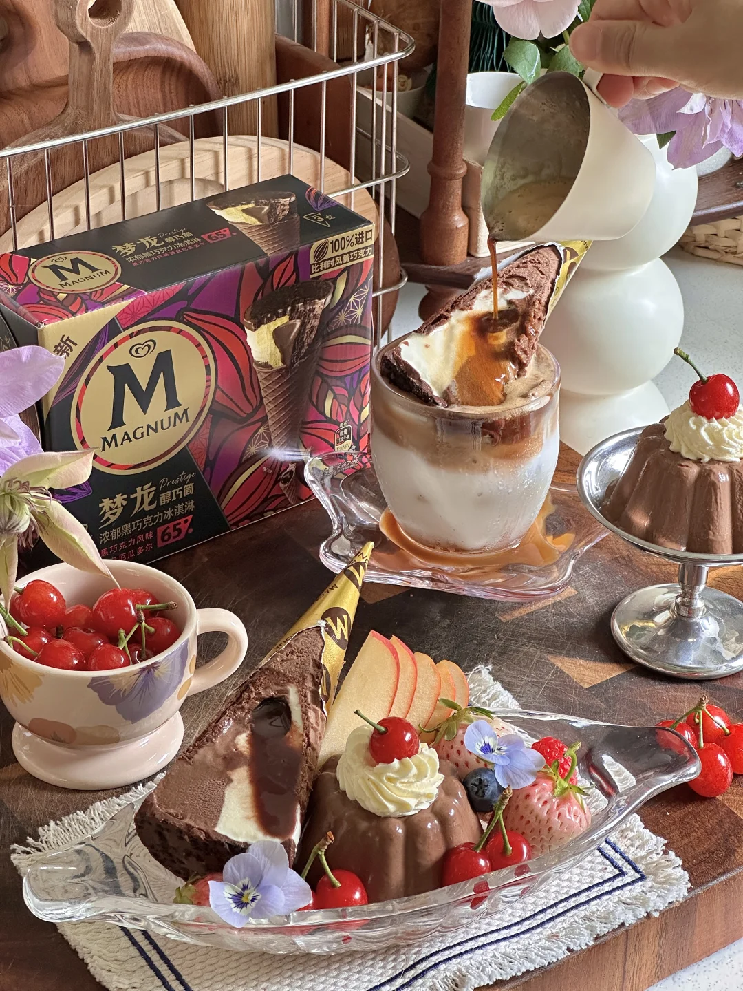 🍃春日漂亮饭｜浓郁黑巧布丁船和冰拿铁🍮☕️