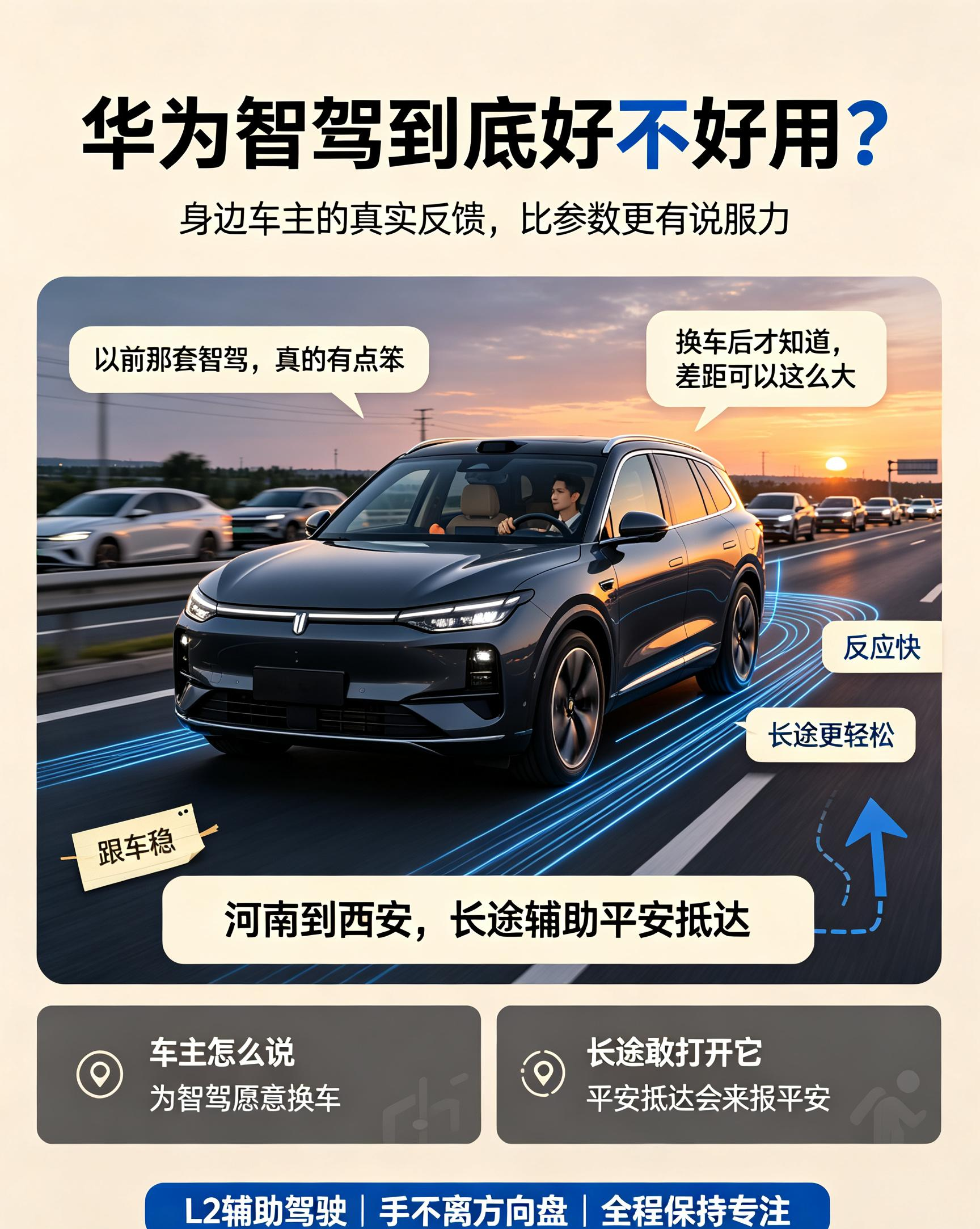 用过才懂！华为智驾真的不是噱头✨
 
以前我也觉得，智驾差不多都一个样～
直到看了身边人的真实换车经历，彻底改观了！
 
我弟国庆前直接把腾势N9卖了，换了奕境X9。
他说得特别直白：以前车的智驾真的太笨了！
路上稍微复杂一点就反应不过来，全程基本靠自己，根本不敢放心开，跟“人工智障”一样😂
 
换