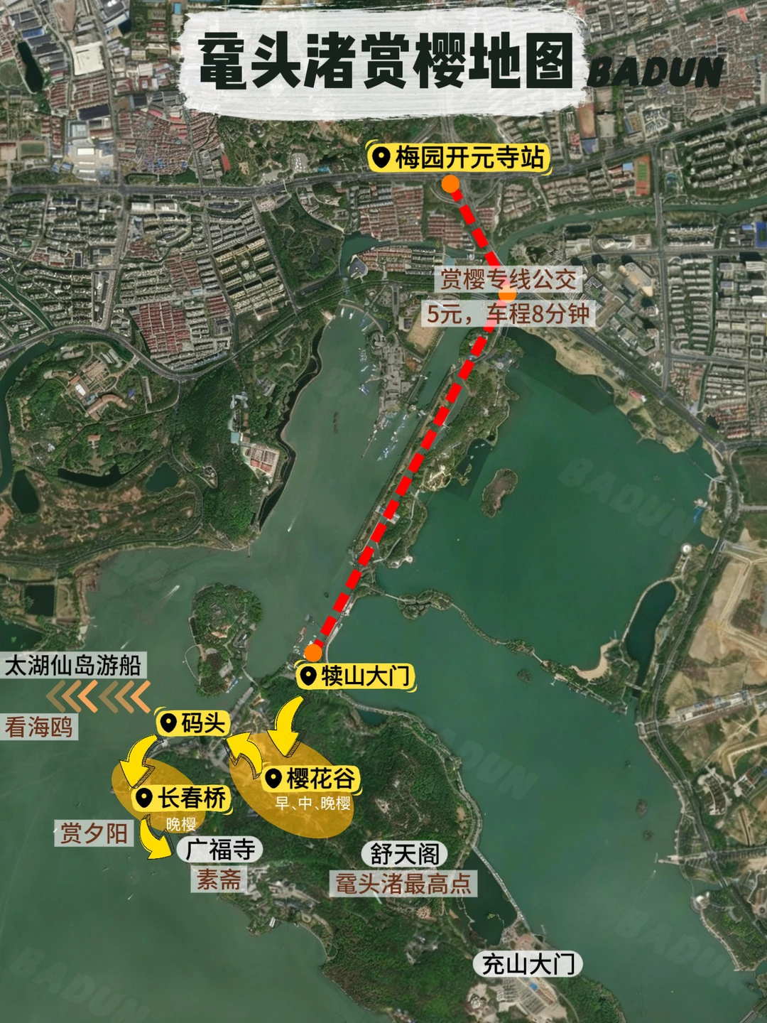 鼋头渚赏樱，实测最快路线