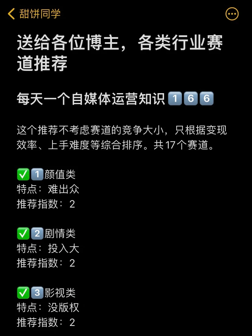 送给各位博主，各类行业赛道推荐