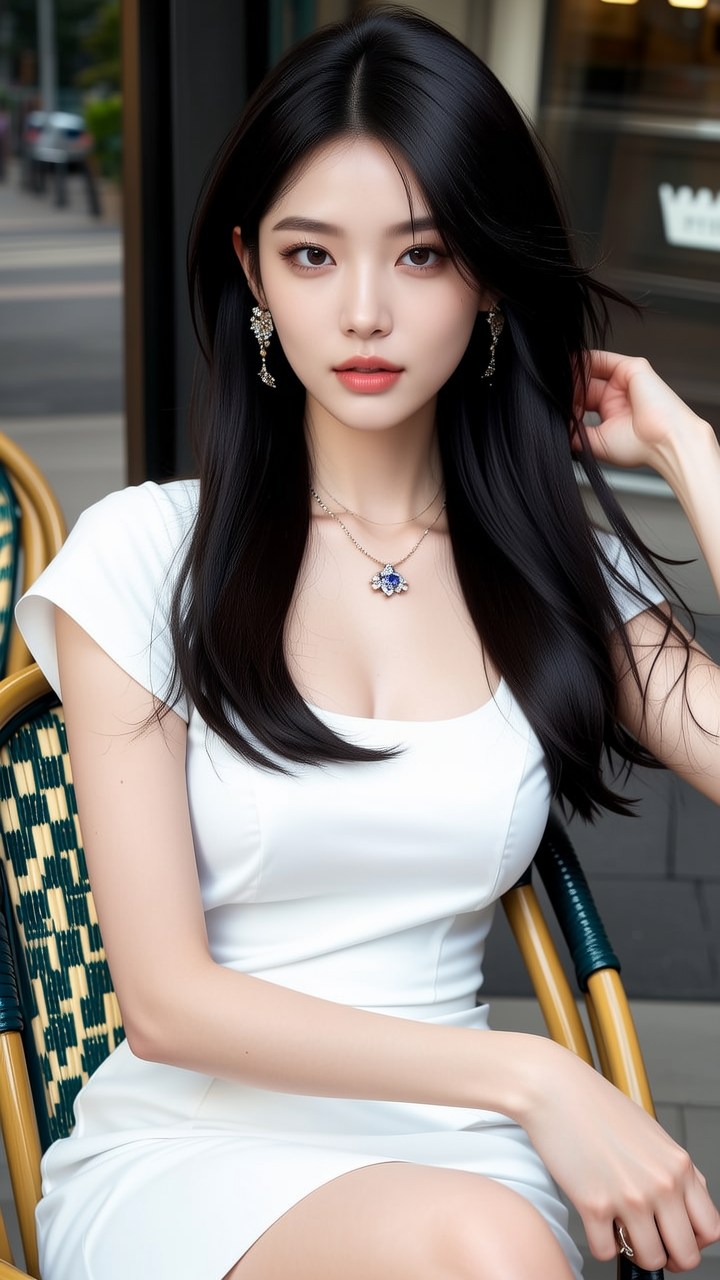 优雅白裙，精致妆容，都市女孩的时尚日常