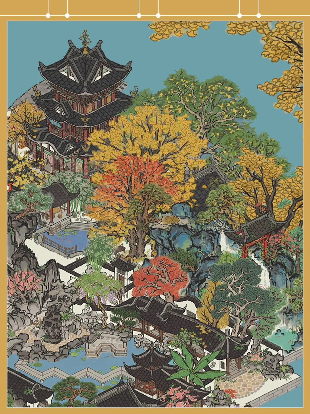 松江府城隍泾豫园秋景布局