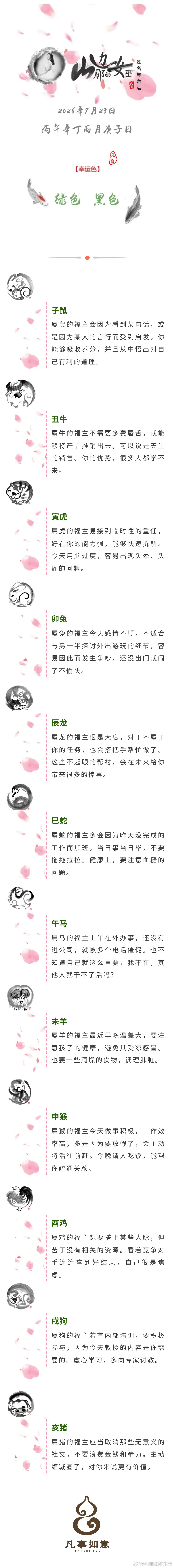 2026年9月23日生肖运势姓名与命运姓名与命运[超话] ​​​