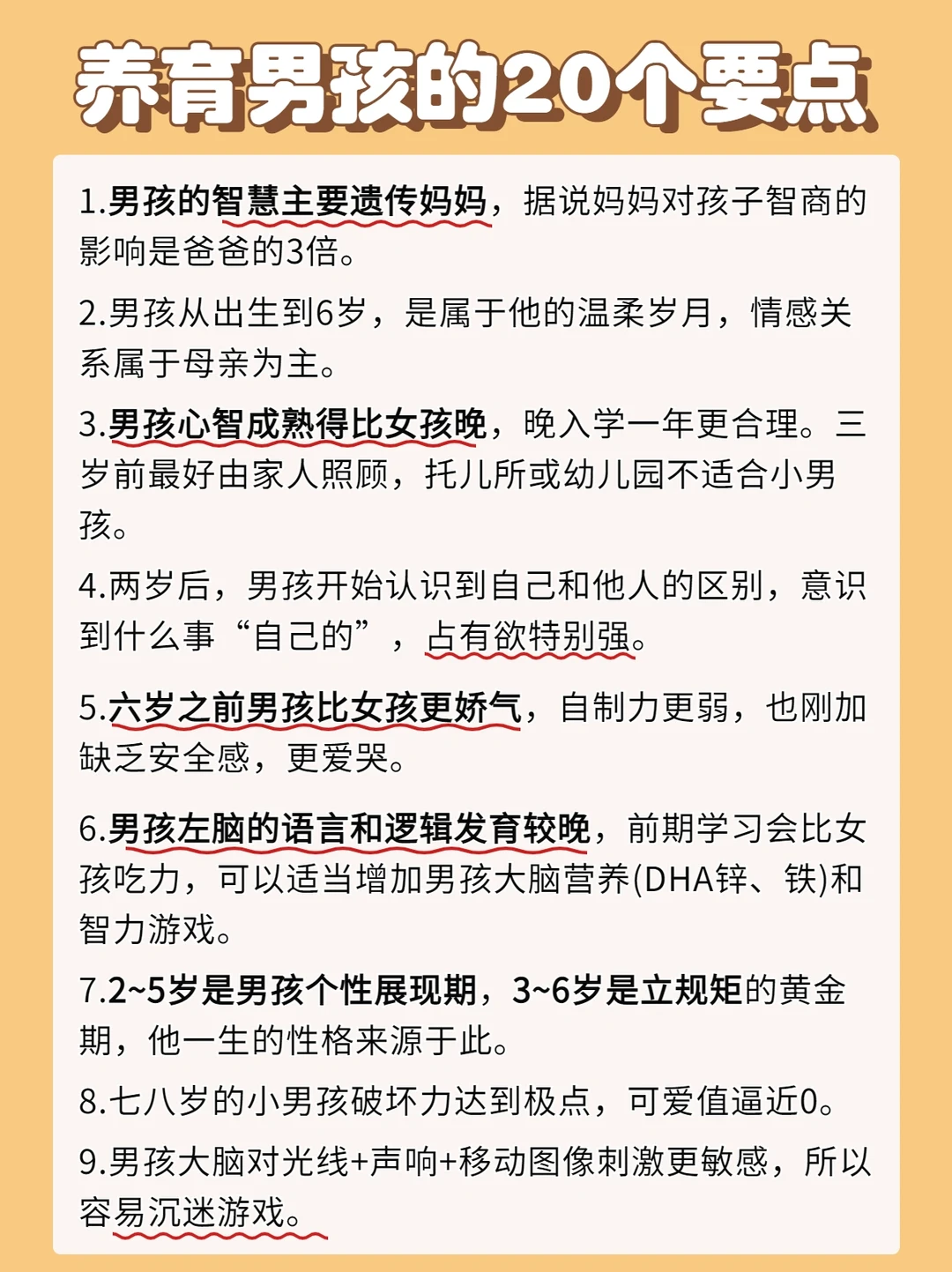 养育男孩的20个要点