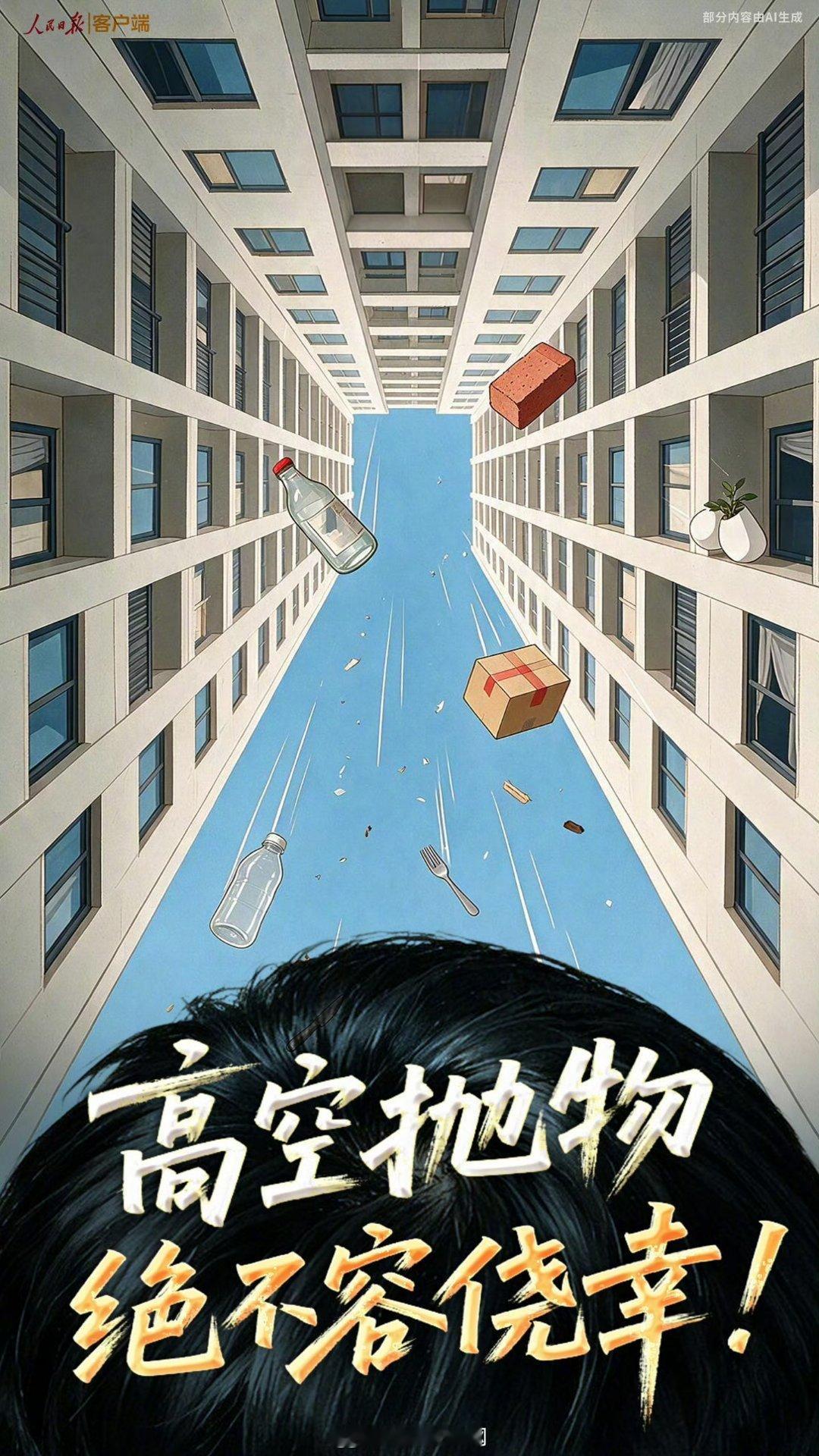 #菏小法新闻播报# 【人民锐评：#高空抛物不容侥幸#】#头顶上的安全该如何落到实处# 广东深圳一男子随手将吃剩的猪排骨从17楼抛下，砸中一名路过女子的头部，致其头晕发蒙、血流不止，法院以高空抛物罪判处该男子有期徒刑六个月。无独有偶，广东广州一住宅区近日接连发生高空抛物事件，两把餐刀从高空坠 ​