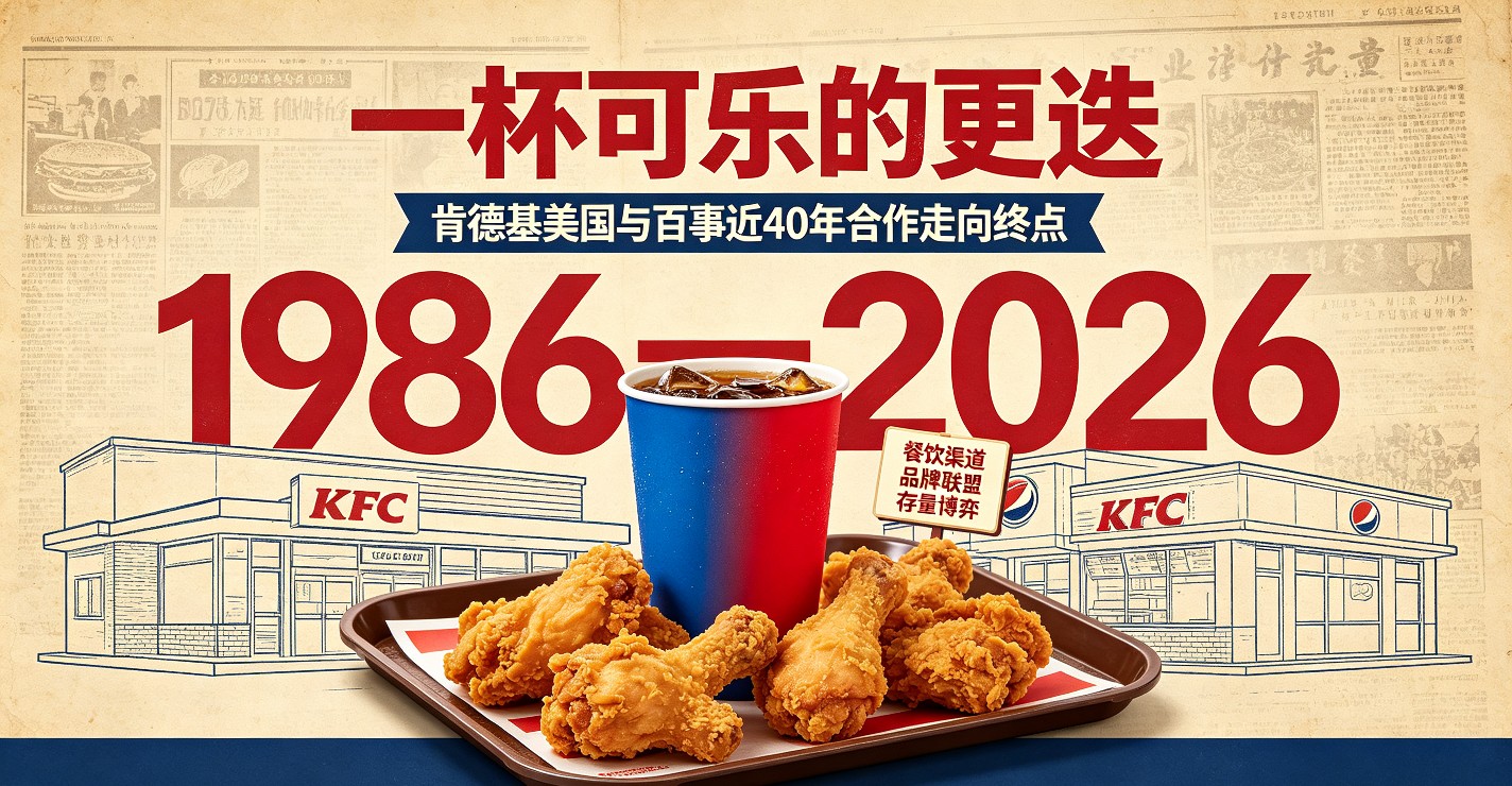 40年合作终结！美国肯德基全面改用可口可乐，百年可乐大战彻底改写
 
近期餐饮圈传出重磅炸裂消息，瞬间刷屏全网：美国肯德基正式官宣更换饮料供应商！从2027年1月开始，全美超3700家肯德基门店，将逐步下架百事全系饮品，全面替换为可口可乐系列产品，2027年春季完成全部门店切换。这一举措，直接终结了
