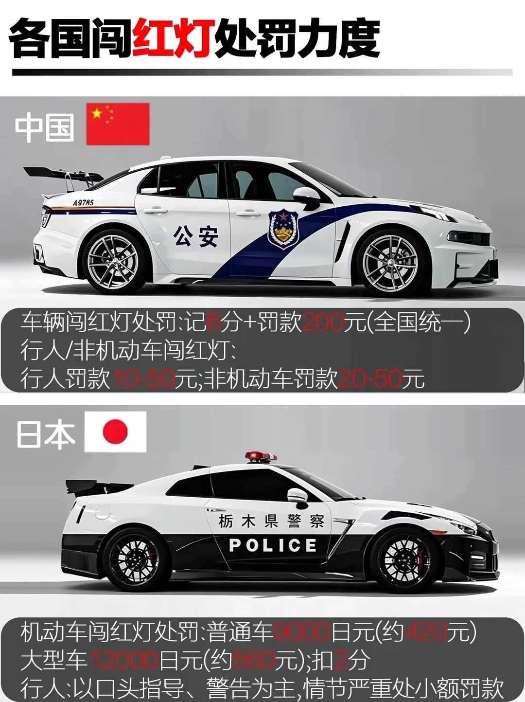 各国闯红灯处罚对比🚦看完再也不敢闯灯！