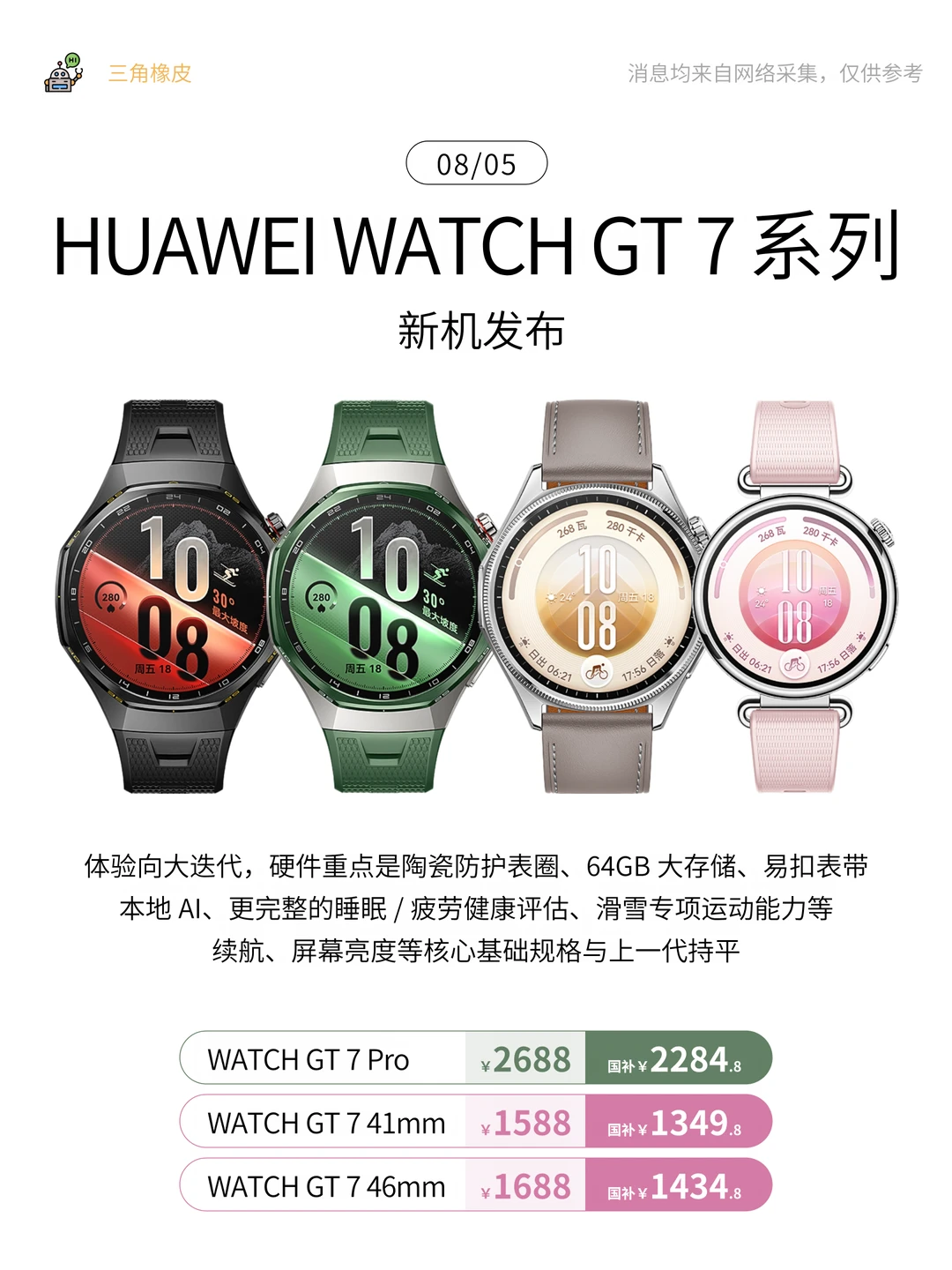 8.5数码新品发布🔥Watch GT7系列升级发布