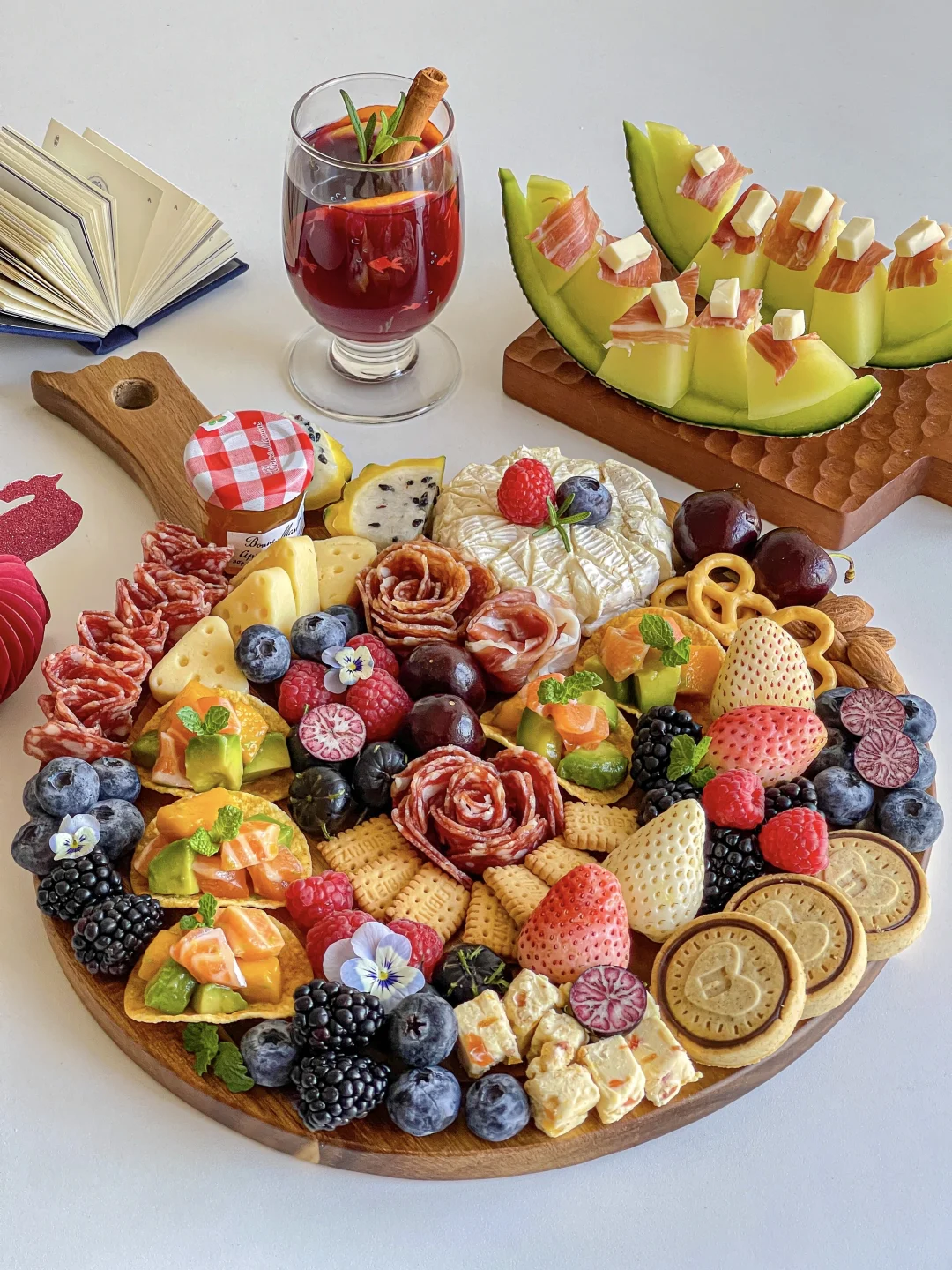 节日仪式感🍷火腿奶酪三文鱼塔拼盘🧀热红酒