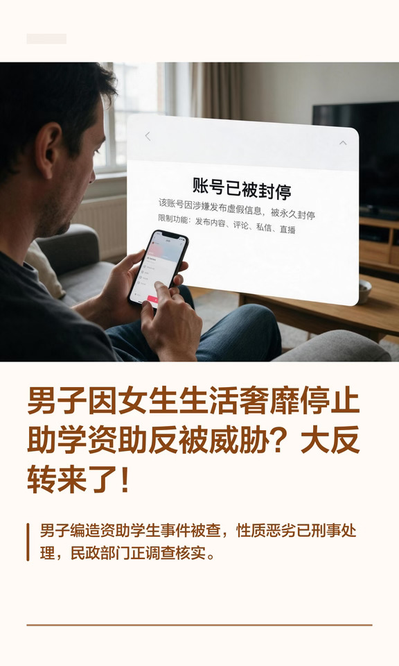 男子停止助学资助反被威胁？是自导自演！