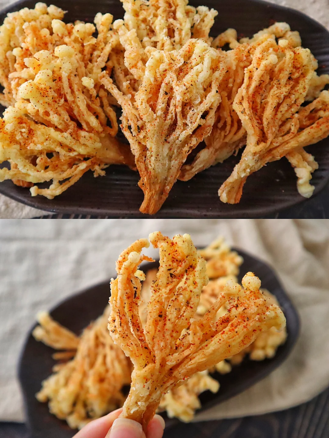 一口酥脆的椒盐金针菇🔥比肉还要香太好吃啦