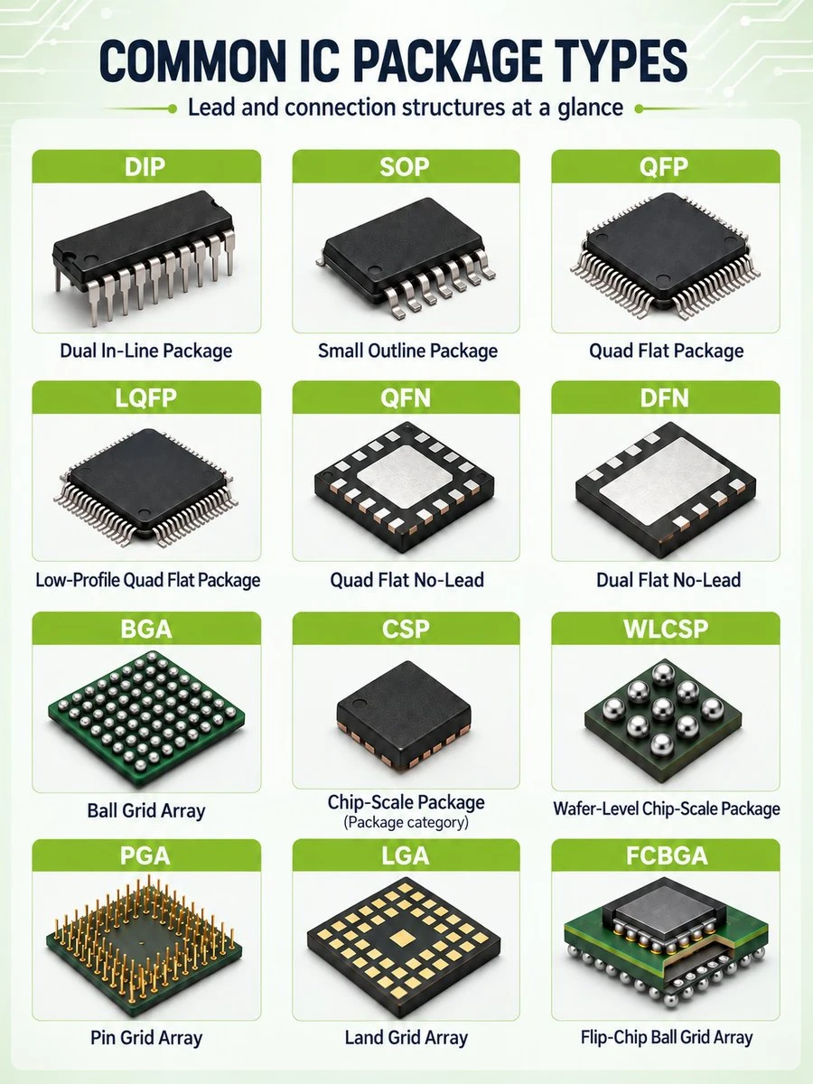 12 种常见 IC 封装类型一览 — 为您的下一个硬件项目保存这份指南。📌
通