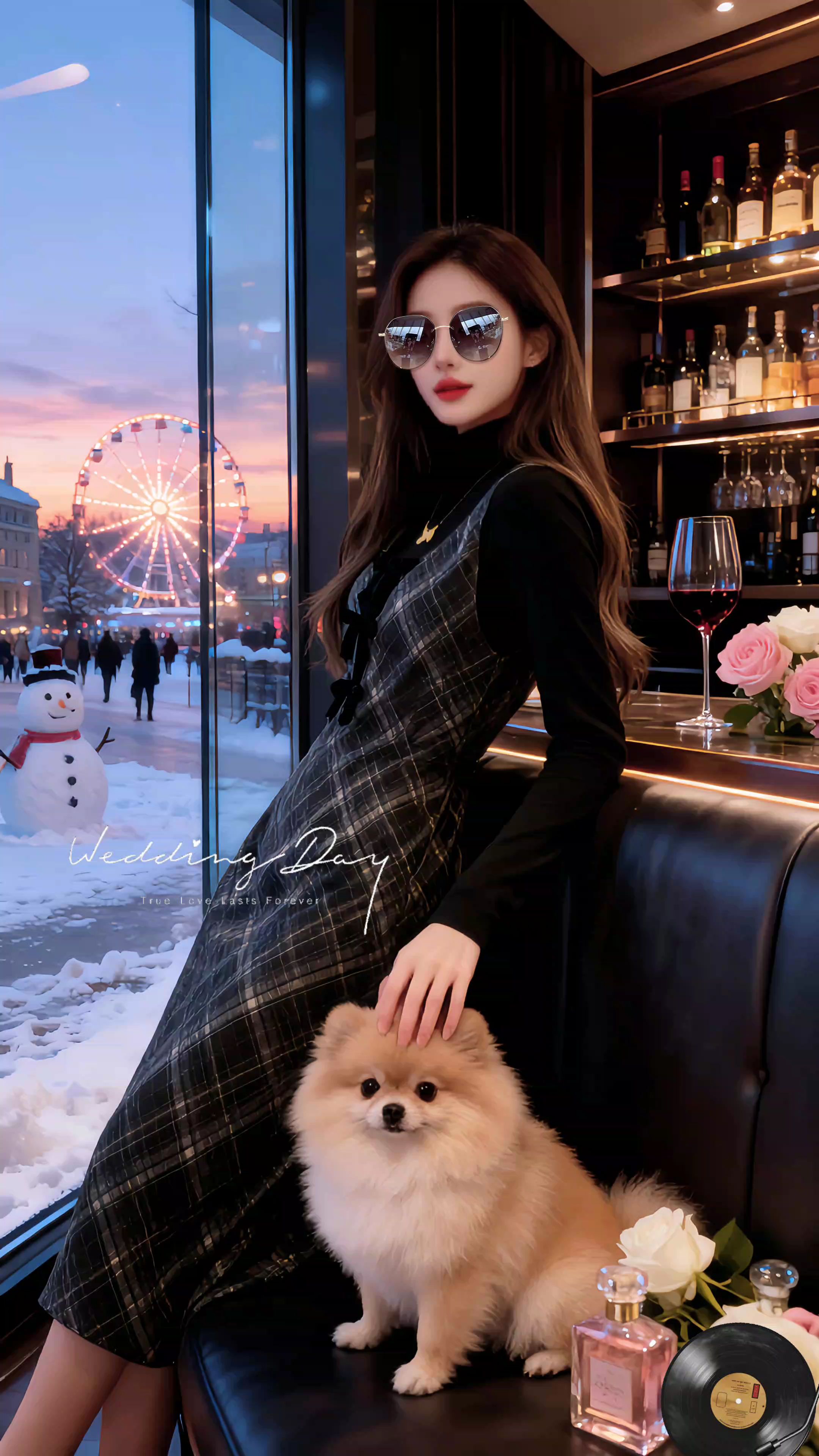 宝子们！秋冬法式温柔感被这套拿捏了✨ 绒感提花吊带配半身裙，叠穿黑色针...