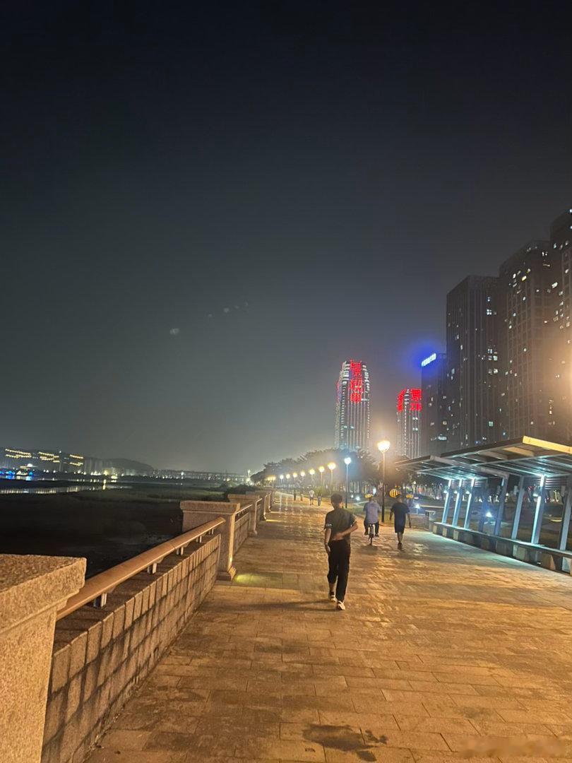 漫步江滨公园，吹着江风，城市灯火与月色相映，晚风拂面，心情格外舒服。 ​