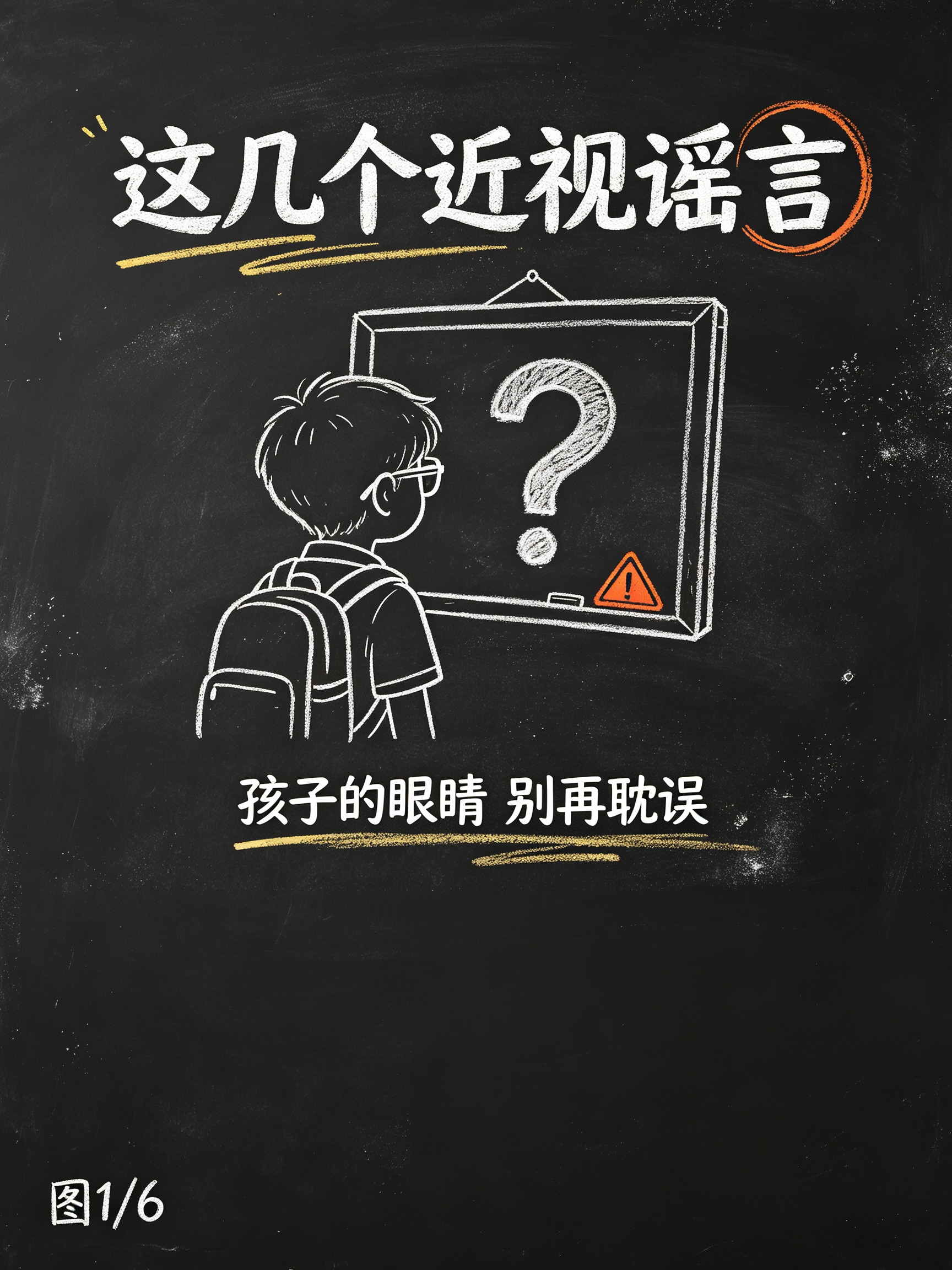 孩子回家说看不清黑板，很多家长第一反应是：别戴眼镜，越戴越深。就这一句话，耽误了多少孩子的眼睛。

家长群里这些近视谣言，一代传一代，说的人信誓旦旦，听的人不敢反驳。可真相恰恰相反，我给你捋清楚。

第一条，早戴眼镜会加深度数？错。孩子眯着眼、歪着头努力看黑板，睫状肌一直紧绷着，那才是真的在加深。合