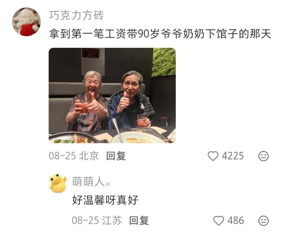 好像所有人拿到人生第一笔工资都会有特别的仪式感来犒劳自己或回报他人。

你们还记得自己拿到第一笔工资后干什么了吗？ ​