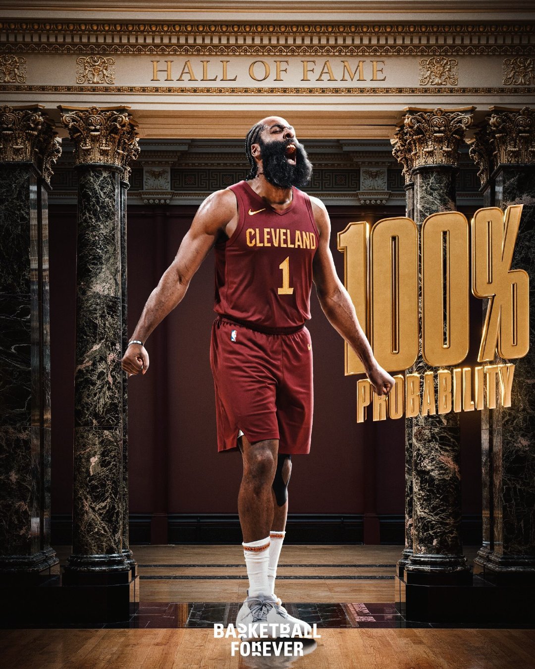 美媒分析NBA球星进入名人堂的概率：

詹姆斯 100%
杜兰特 100%
库里 100%
哈登 100%
威少 99.93% ​