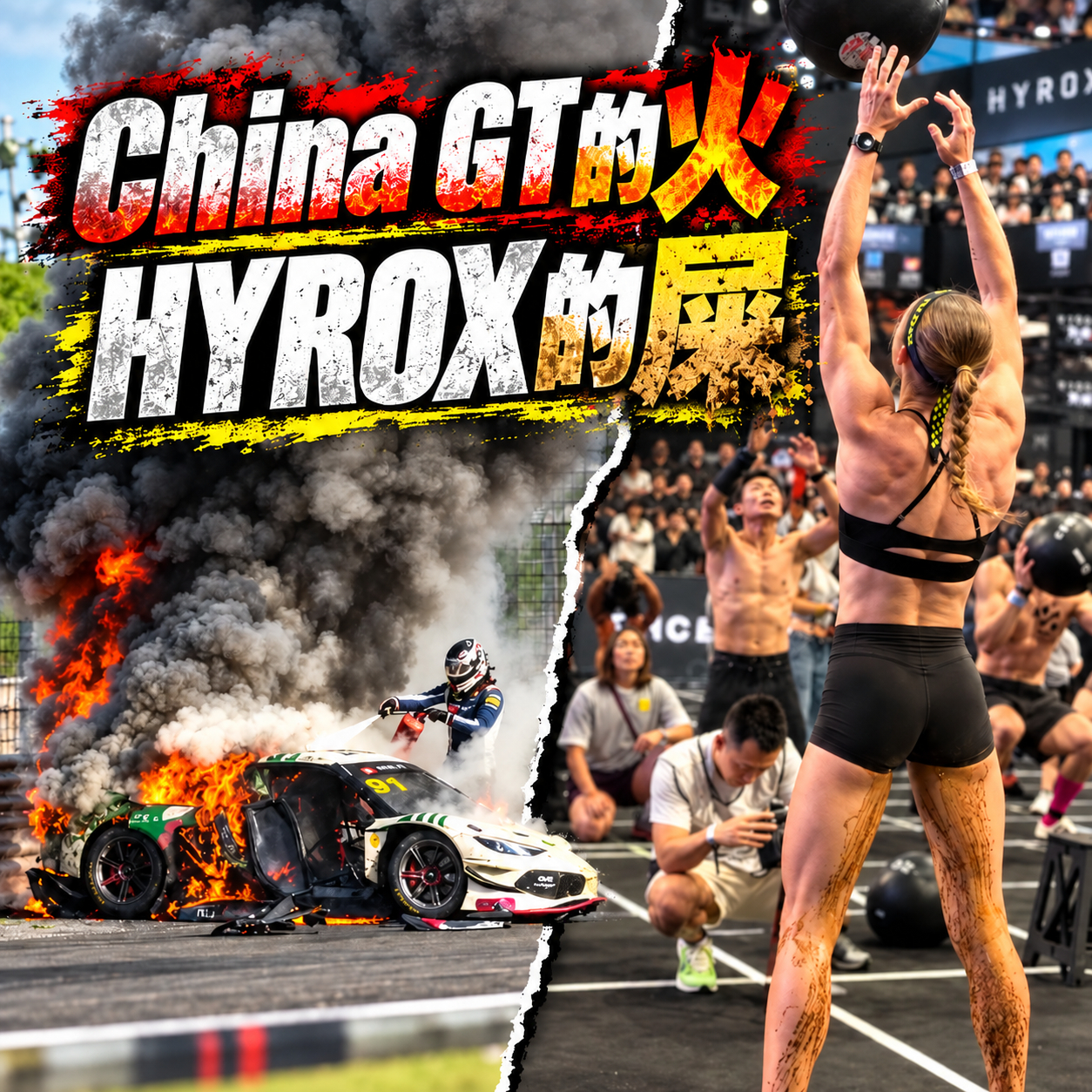 China GT的火与HYROX的屎
 
最近中国内地有两个国际体育赛事都出了事故：一个是着火，一个濑屎。
 
9月5日，China GT上海站发生严重事故。91号赛车发生碰撞后起火，英国车手Ollie Millroy被困车内。
 
最先冲过去救他的，却不是专业救援人员，而是仍然在比赛中的荷兰车手Loek Hartog。
 
Hartog将自己 ​