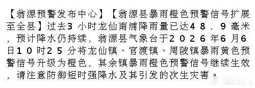 【翁源预警发布中心】【翁源县暴雨橙色预警信号扩展至全县】过去3小时龙仙...