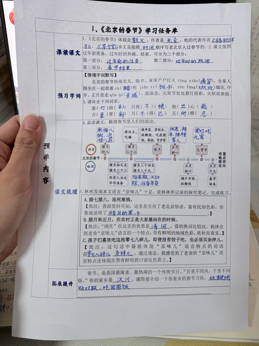 【六下语文】思维导图式学习任务单➕答案