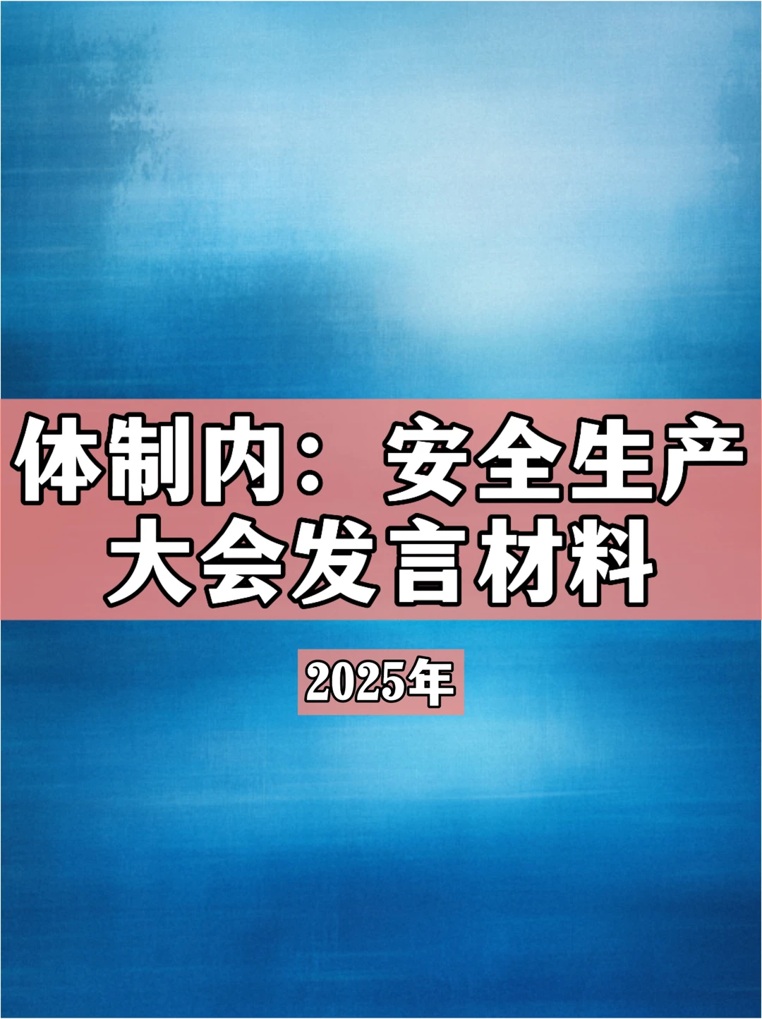 体制内：安全生产大会发言材料