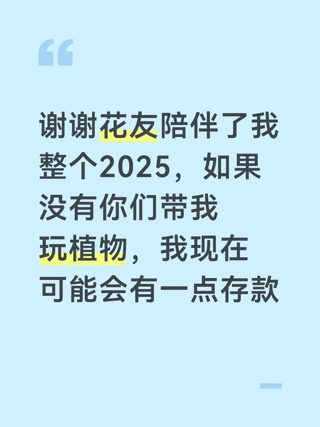 谢谢花友陪伴了我整个2025，如果没有你们带我玩植物，我现在可能会有一点存款